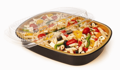 3 lb. Medium Black and Gold Entrée Foil Pan w/Clear Dome Lid 50/CS
