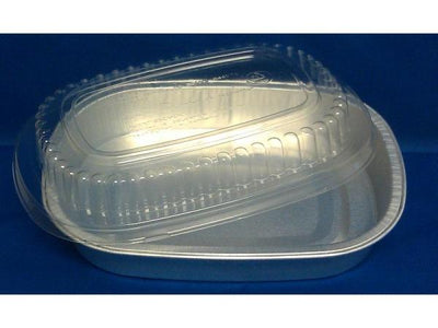 Medium Silver Entrée Pan w/Clear Dome Lid