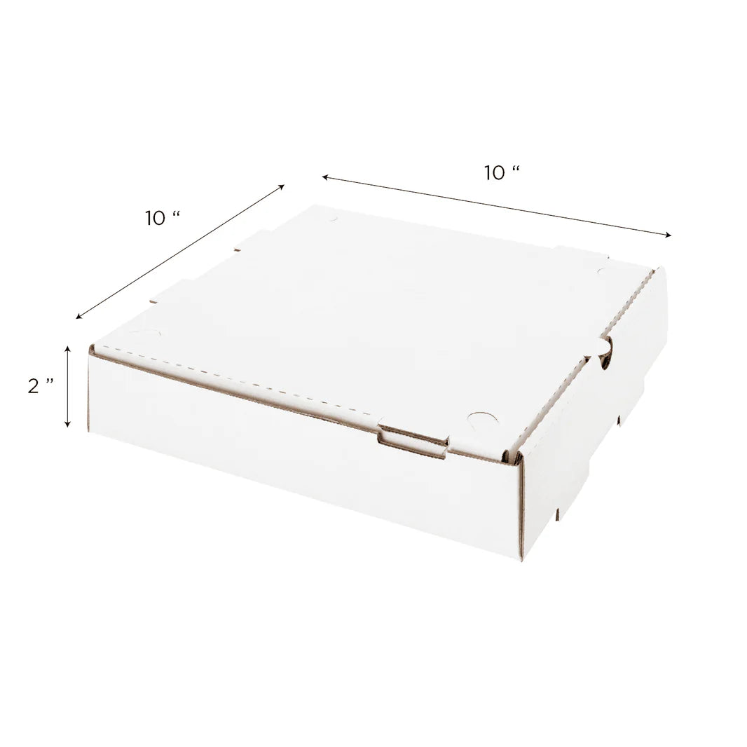 10"x10"x2" WHITE Corrugated Pizza Box - 50/CASE
