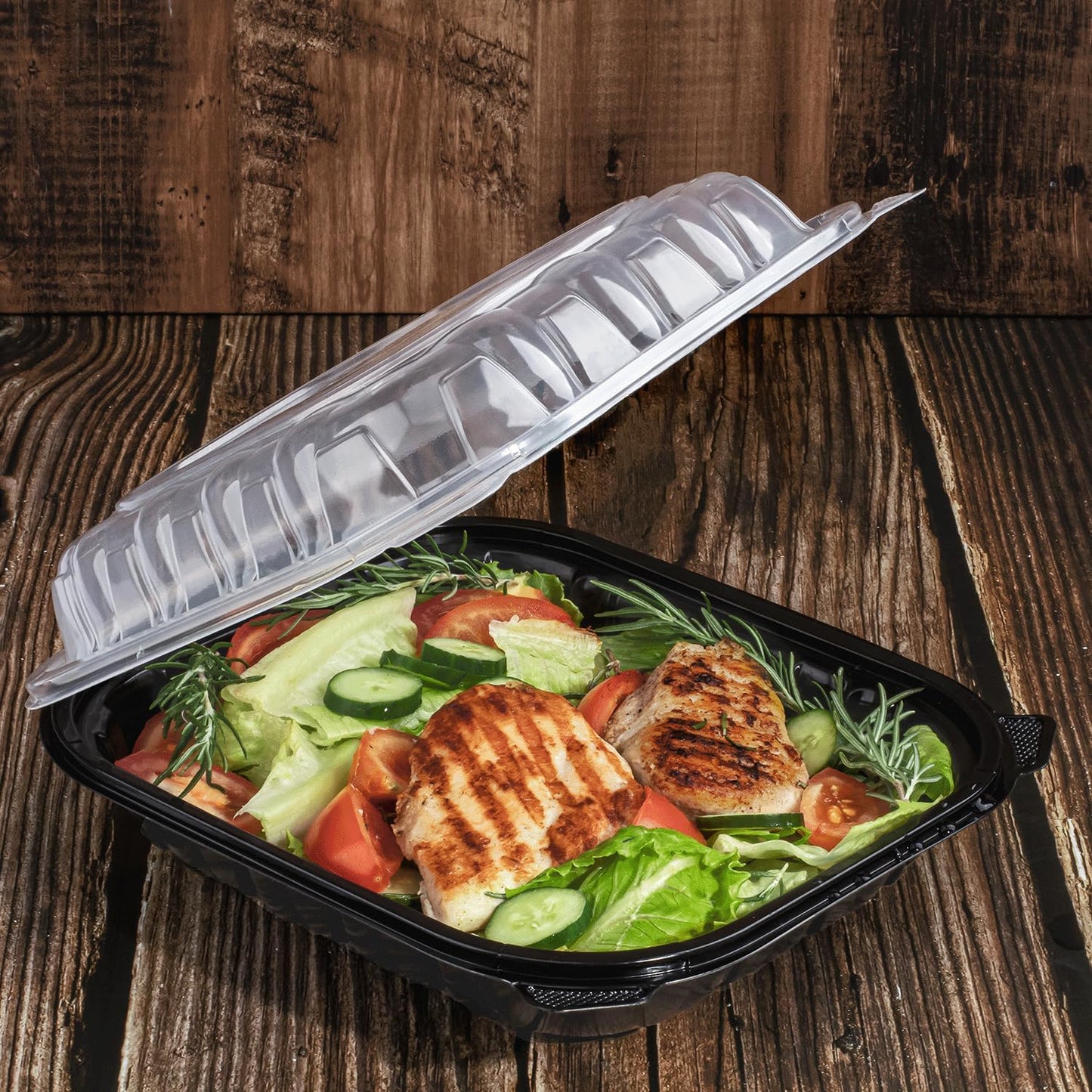 Karat 10.25"x9" Premium PP Hinged Container, Take Out Food Containers - 150/Case