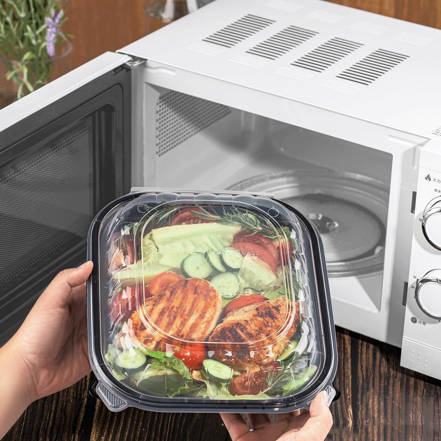 Karat 10.25"x9" Premium PP Hinged Container, Take Out Food Containers - 150/Case