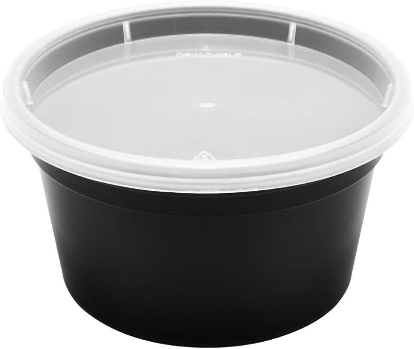 12 oz. Round Microwaveable Deli Container Combo Pack (Black) 240/Case