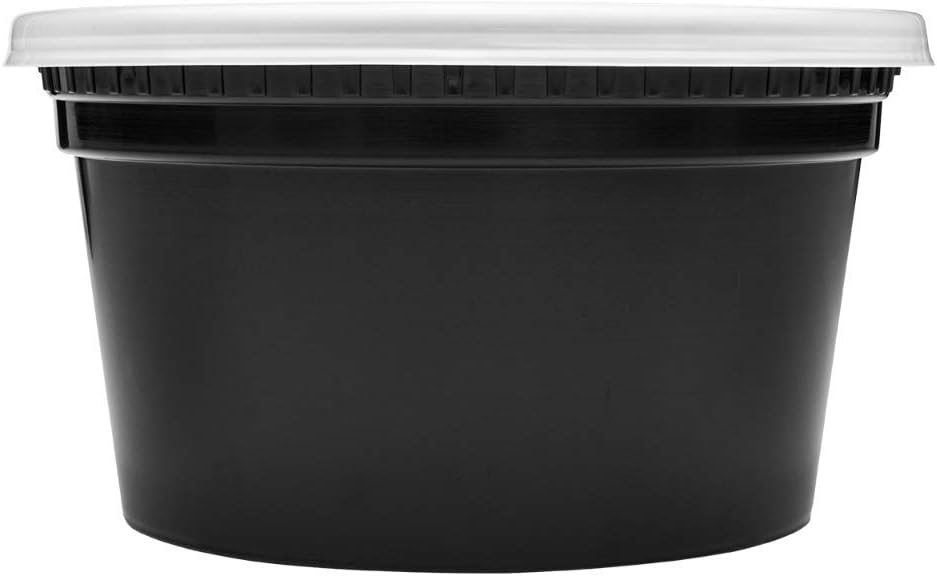 12 oz. Round Microwaveable Deli Container Combo Pack (Black) 240/Case