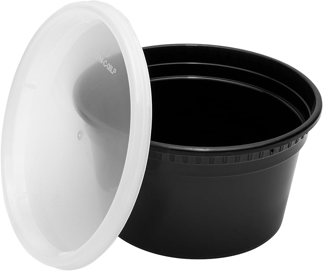 12 oz. Round Microwaveable Deli Container Combo Pack (Black) 240/Case