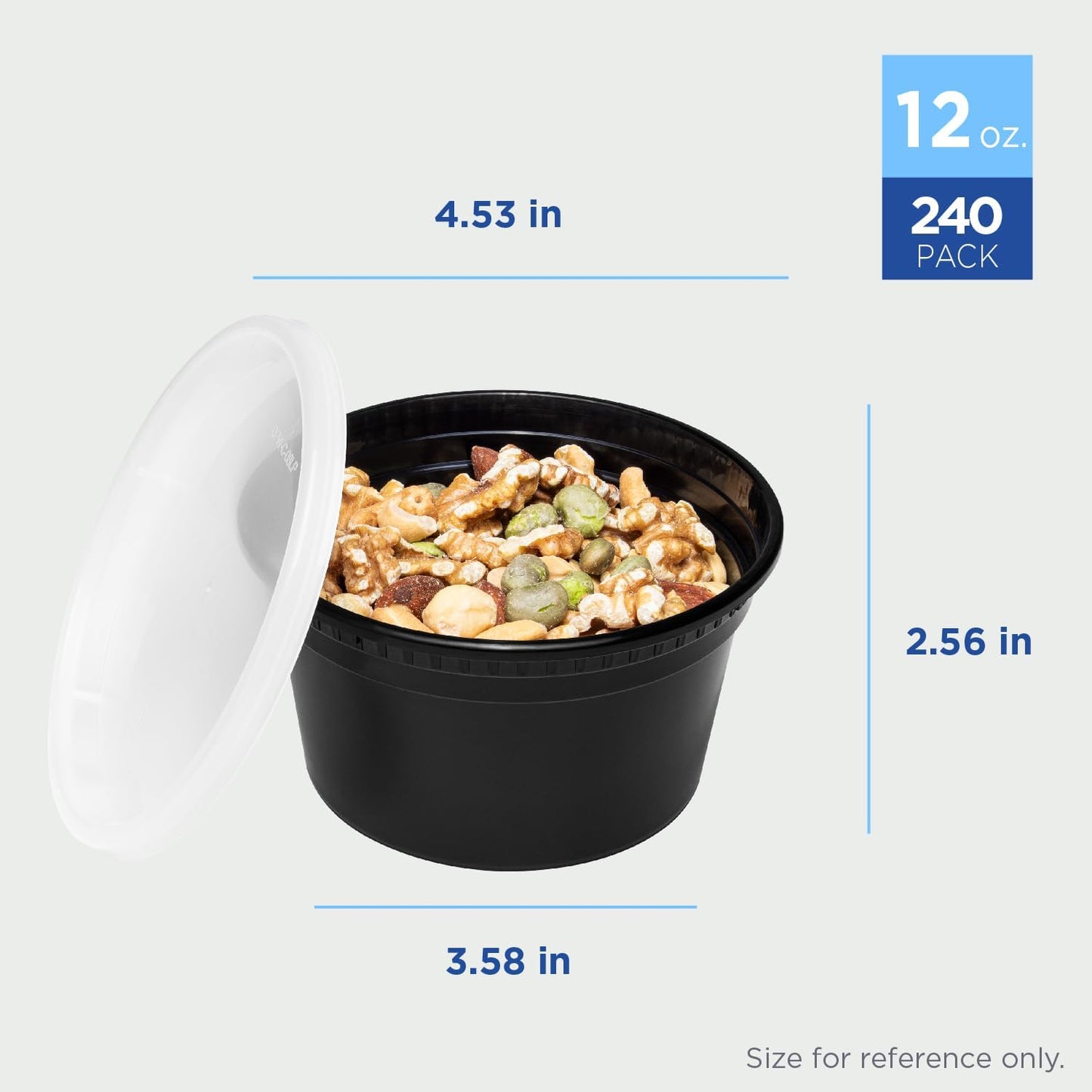 12 oz. Round Microwaveable Deli Container Combo Pack (Black) 240/Case