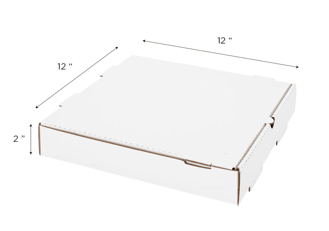 12"x12"x2" WHITE Corrugated Pizza Box - 50/CASE