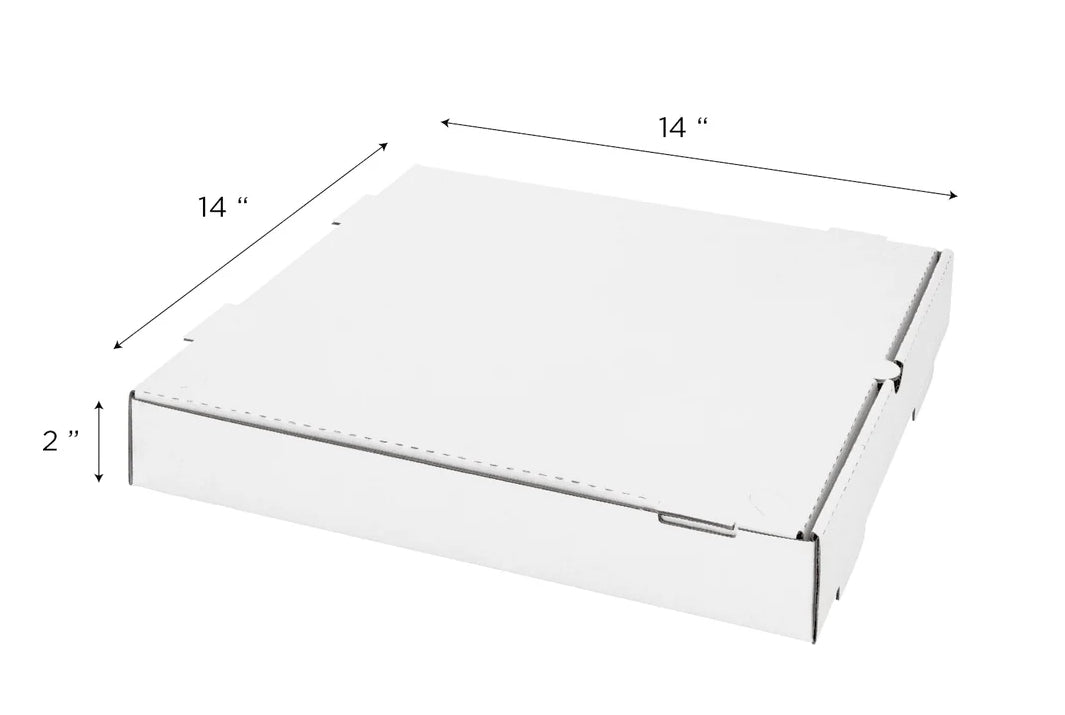 14"x14"x2" WHITE Corrugated Pizza Box - 50/CASE