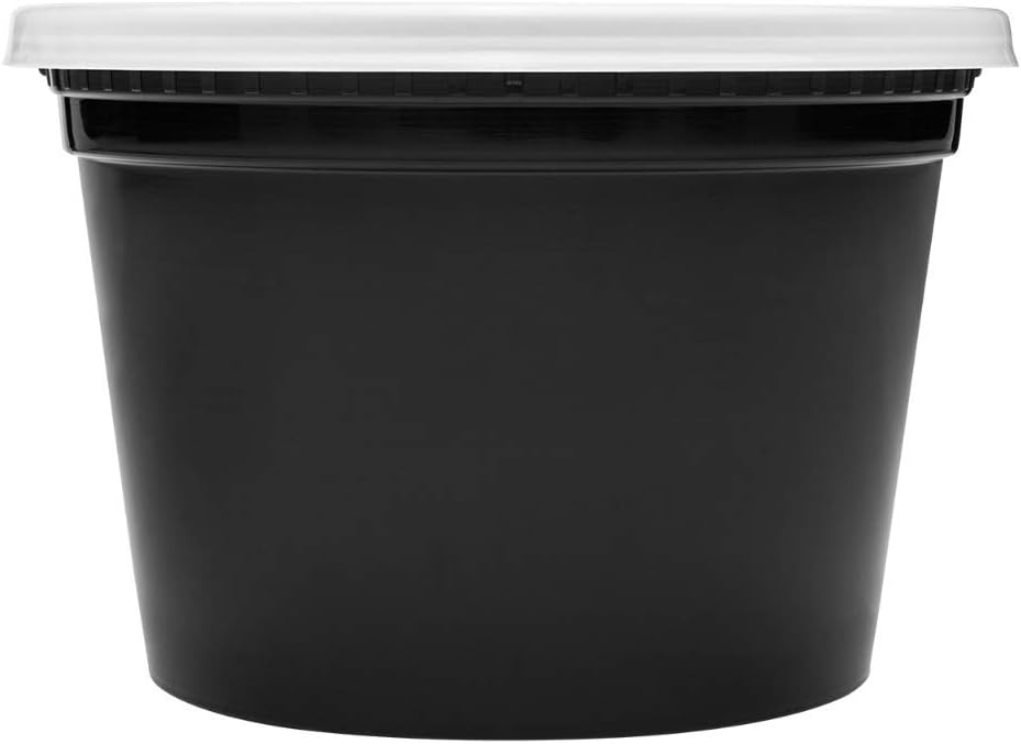 16 oz. Round Microwaveable Deli Container Combo Pack (Black) 240/Case