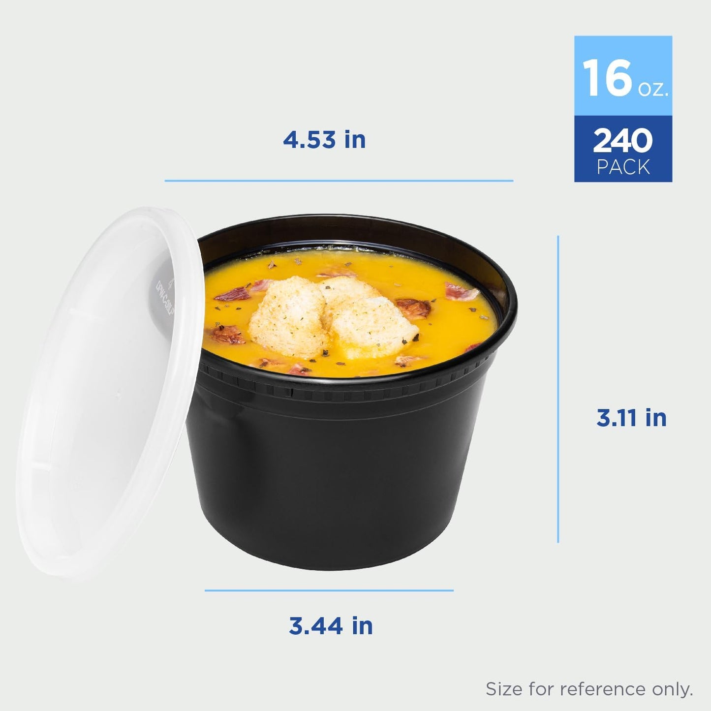 16 oz. Round Microwaveable Deli Container Combo Pack (Black) 240/Case
