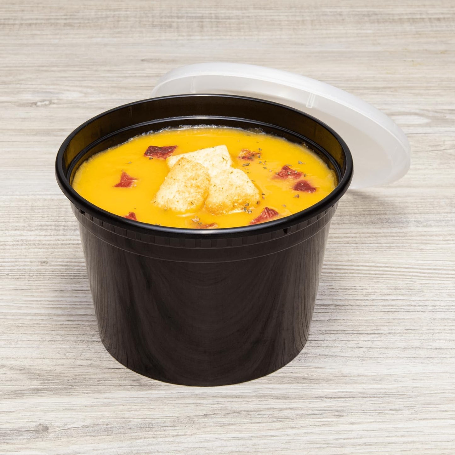16 oz. Round Microwaveable Deli Container Combo Pack (Black) 240/Case