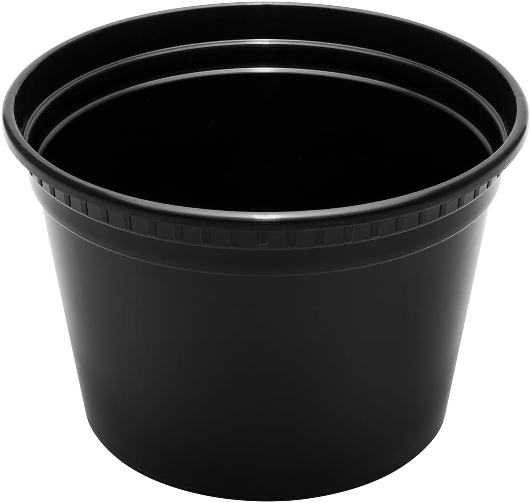 16 oz. Round Microwaveable Deli Container Combo Pack (Black) 240/Case