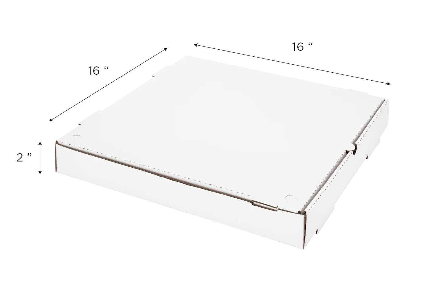 16"x16"x2" WHITE Corrugated Pizza Box - 50/CASE
