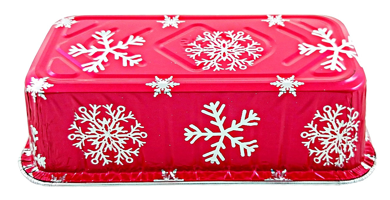 2 lb. Red Holiday Snowflake Loaf Bread Pan (NO LIDS) 200/CS
