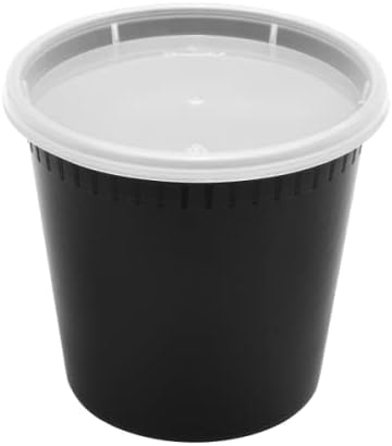 24 oz. Round Microwaveable Deli Container Combo Pack (Black) 240/Case