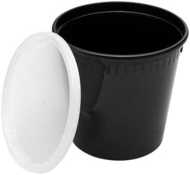 24 oz. Round Microwaveable Deli Container Combo Pack (Black) 240/Case