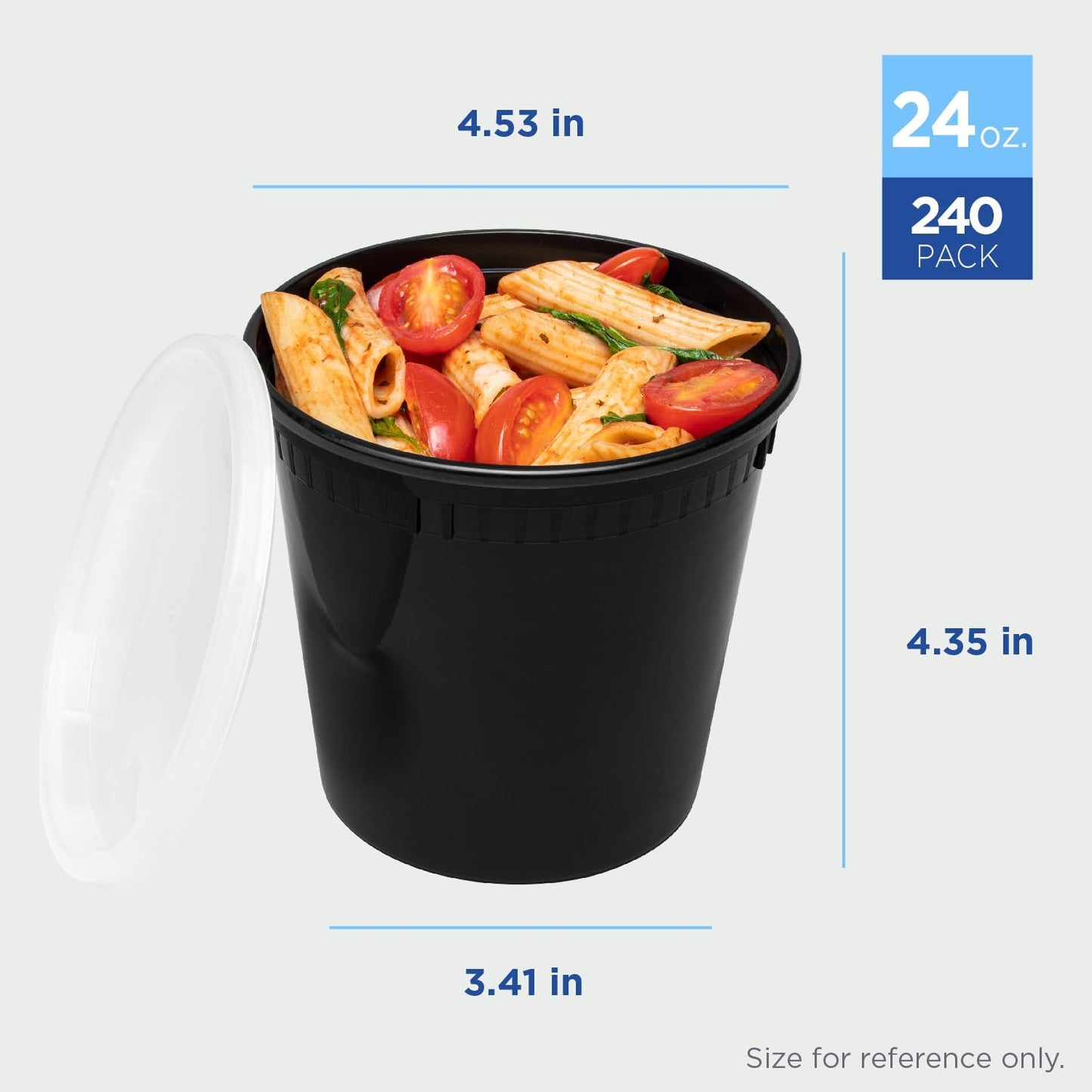 24 oz. Round Microwaveable Deli Container Combo Pack (Black) 240/Case