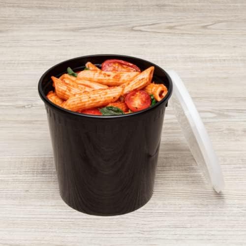 24 oz. Round Microwaveable Deli Container Combo Pack (Black) 240/Case