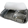 3 Compartment Oblong Foil Take-Out Pan w/Board Lid
