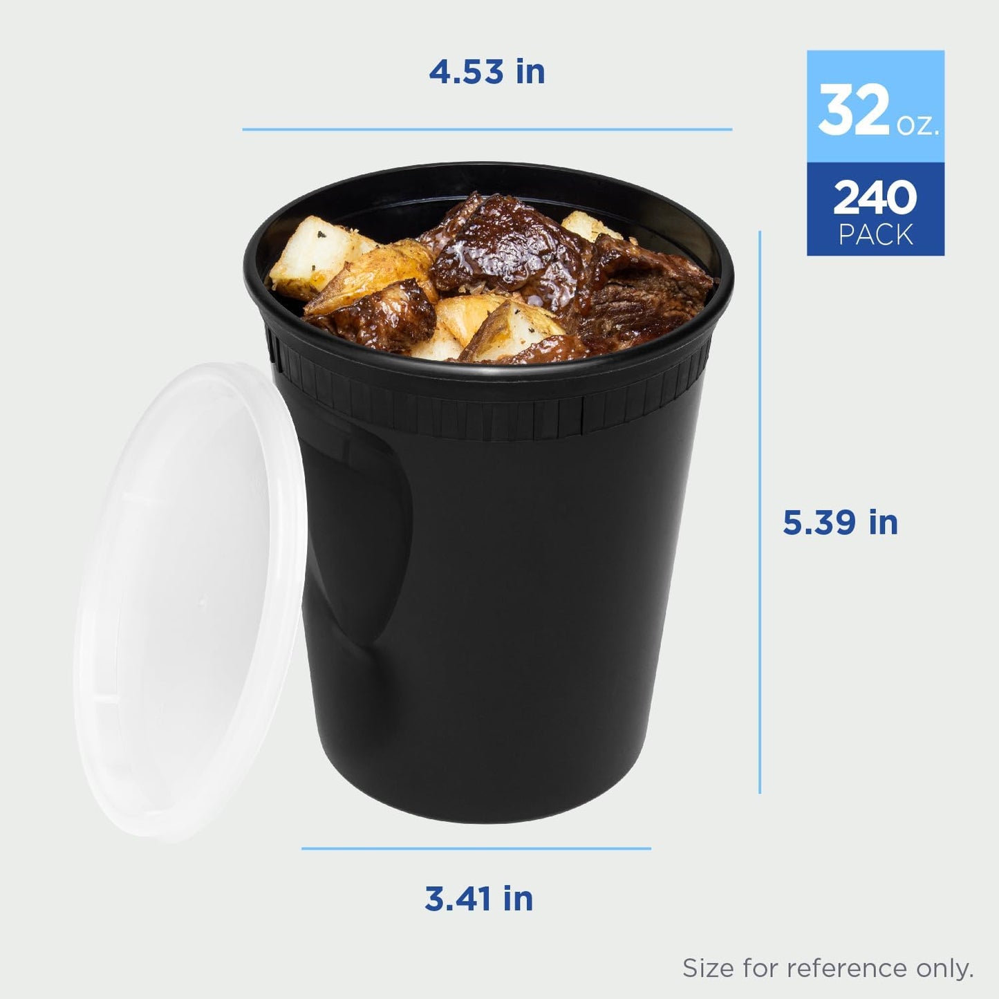 32 oz. Round Microwaveable Deli Container Combo Pack (Black) 240/Case