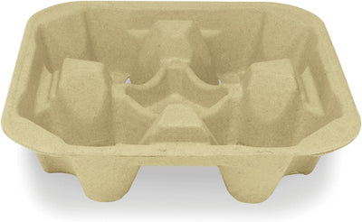 4-Cup Drink Carrier, Molded Fiber Cup Carrier Tray, 8-32 oz, 300/Case