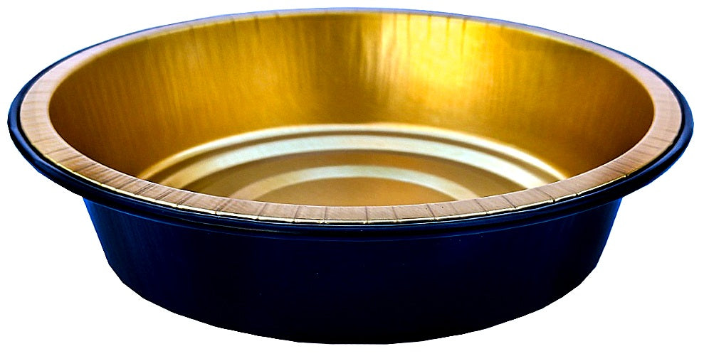 Handi-Foil 9" Round Black and Gold Foil Pan w/Clear Dome Lid 50/CS