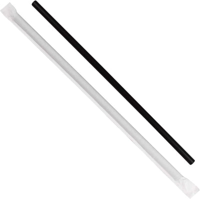 10.25" BLACK Giant Wrapped Straw 4x300/CASE