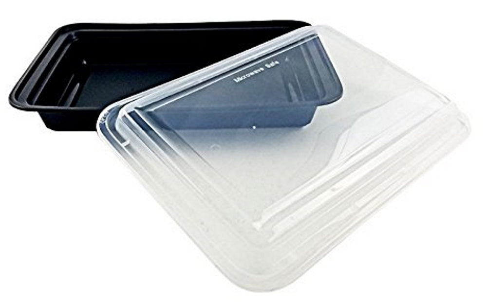 58 oz. Rectangular Black Microwaveable Container w/Lid Combo 150/CS
