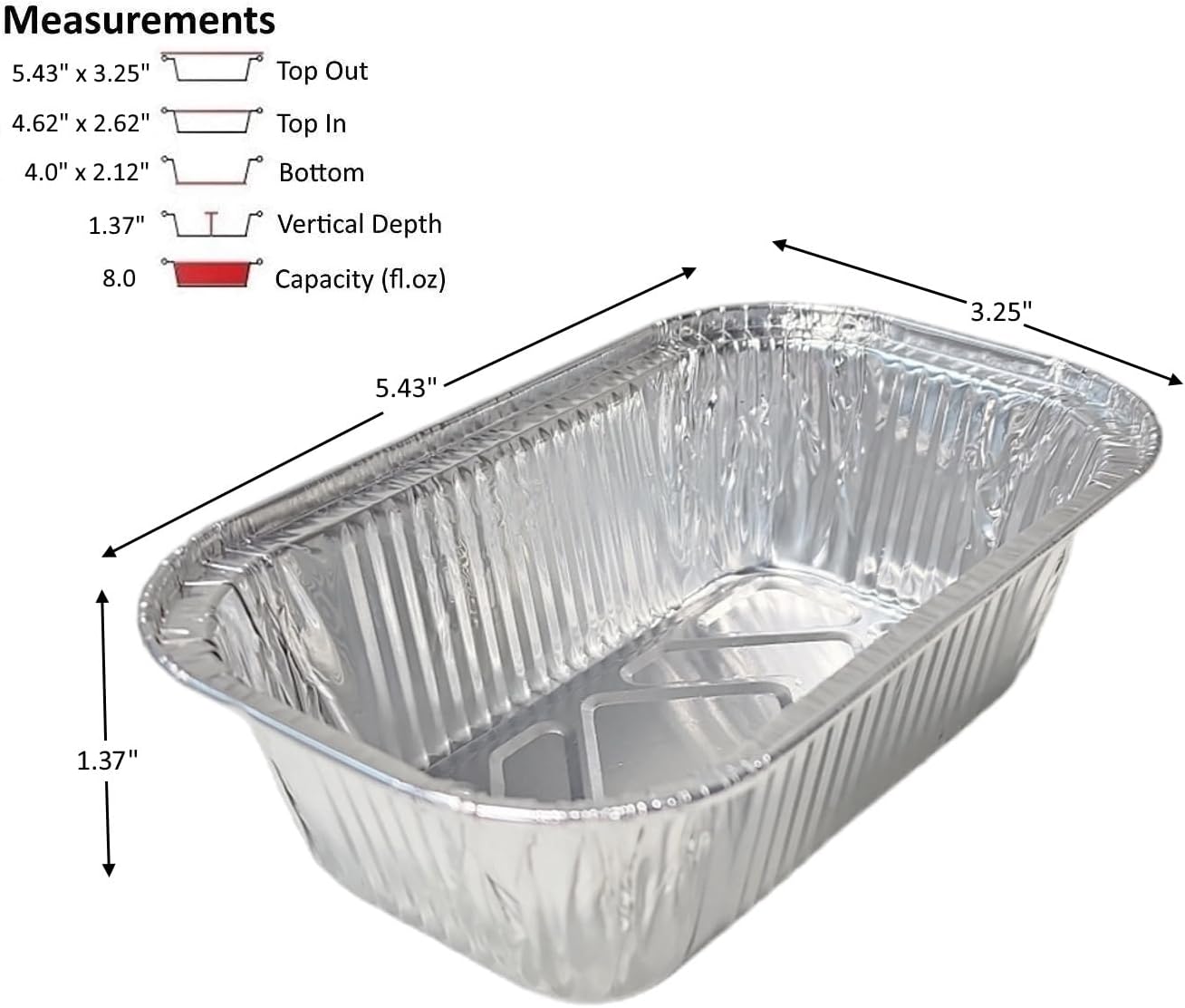 8 oz. Aluminum Foil EXTRA-MINI Loaf Pans Small Disposable Container 2000/CS