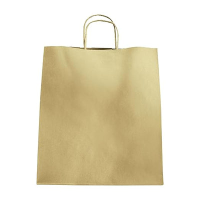 LARGE 13.9” x 15.9” x 9.3" Natural Brown Paper Shopping Bag with Handles 200/CS