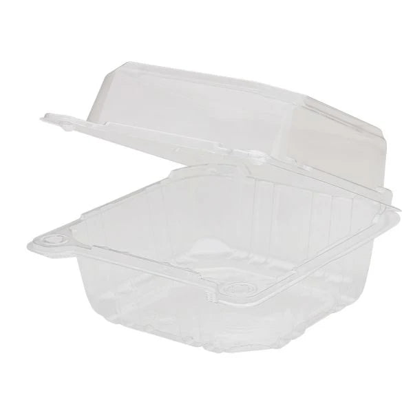 Karat 6"x6" Clear PET Hinged Food Containers - 500/Case