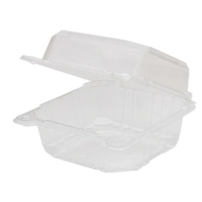 Karat 6"x6" Clear PET Hinged Food Containers - 500/Case