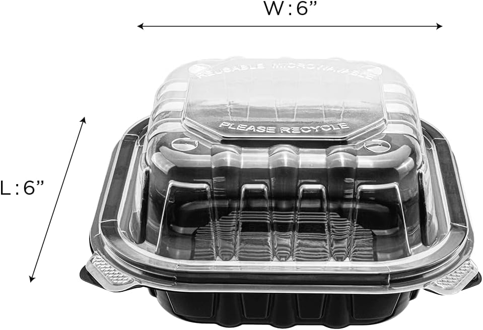Karat 6"x6" Premium PP Hinged Container, Take Out Food Containers - 300/Case