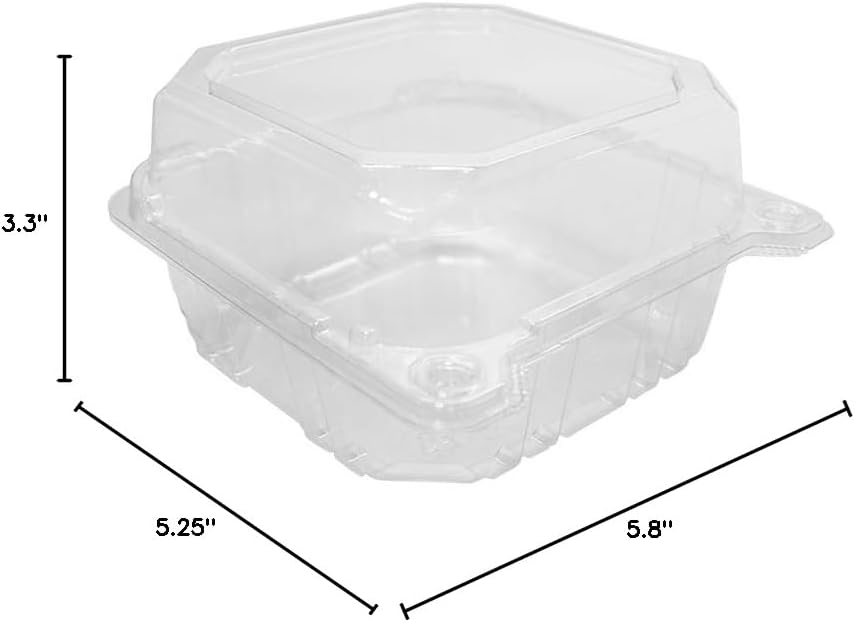 Karat 6"x6" Clear PET Hinged Food Containers - 500/Case
