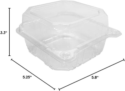 Karat 6"x6" Clear PET Hinged Food Containers - 500/Case