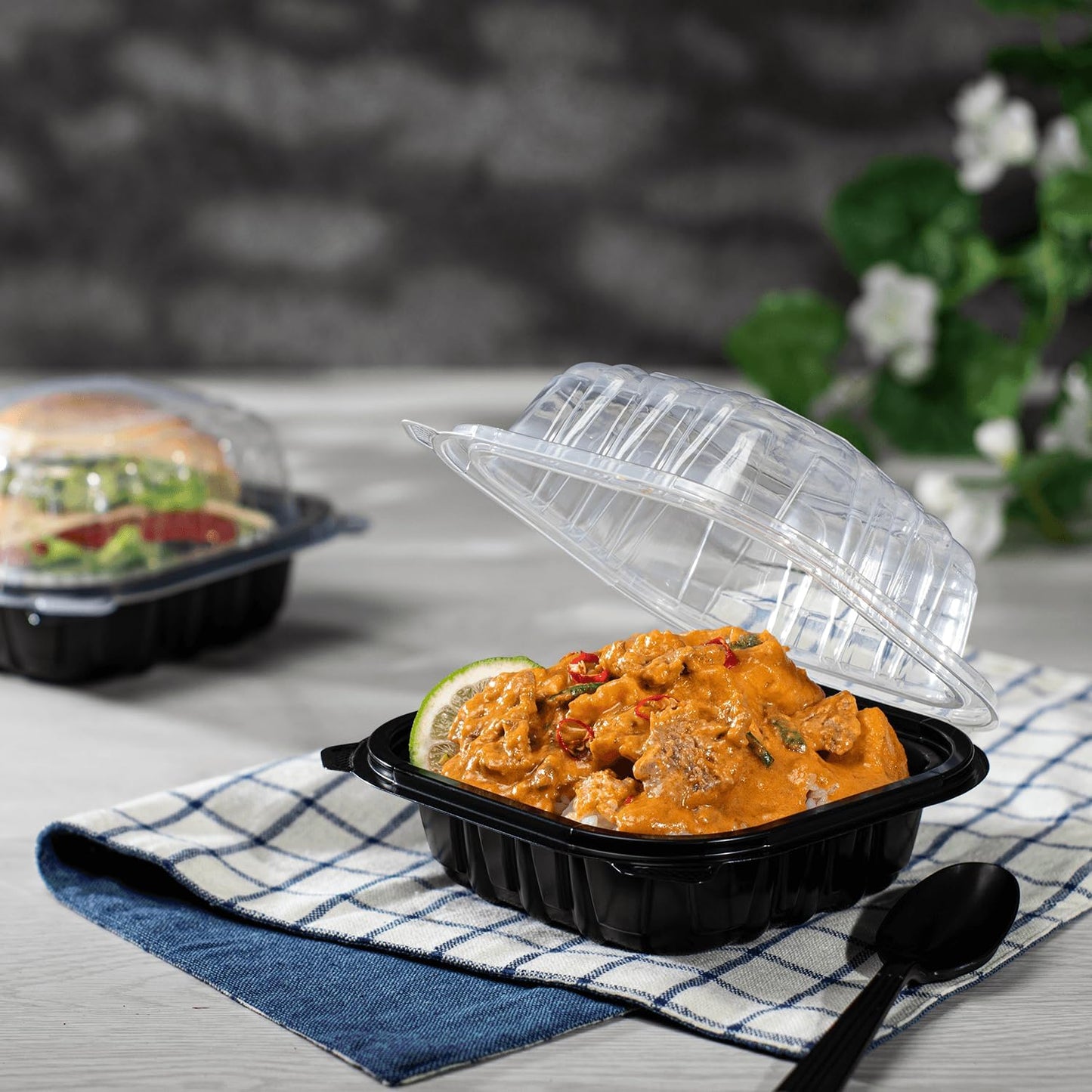 Karat 6"x6" Premium PP Hinged Container, Take Out Food Containers - 300/Case