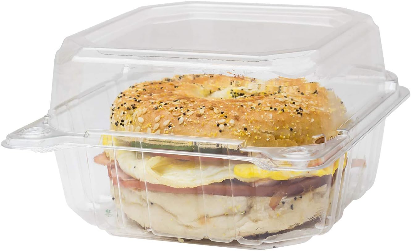 Karat 6"x6" Clear PET Hinged Food Containers - 500/Case
