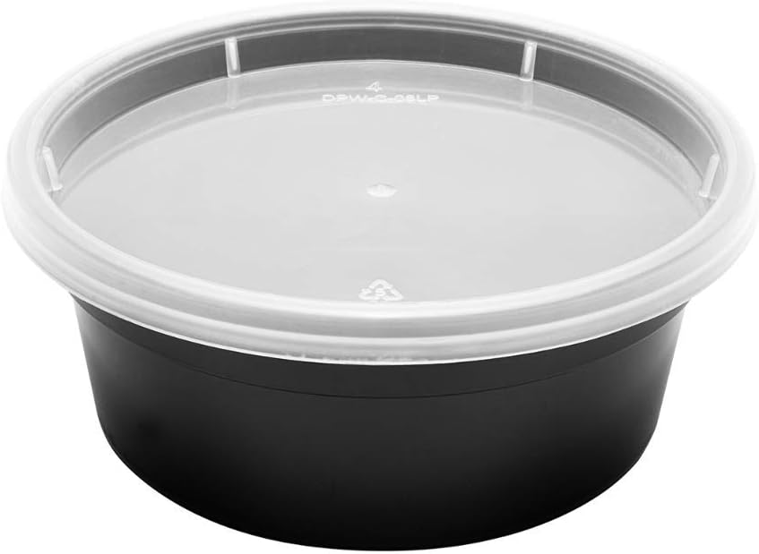 8 oz. Round Microwaveable Deli Container Combo Pack (Black) 240/Case
