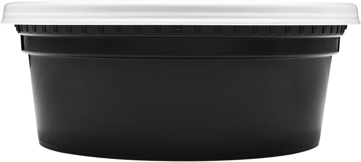 8 oz. Round Microwaveable Deli Container Combo Pack (Black) 240/Case