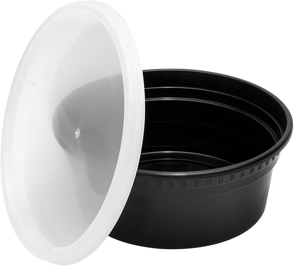 8 oz. Round Microwaveable Deli Container Combo Pack (Black) 240/Case