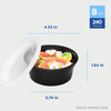8 oz. Round Microwaveable Deli Container Combo Pack (Black) 240/Case