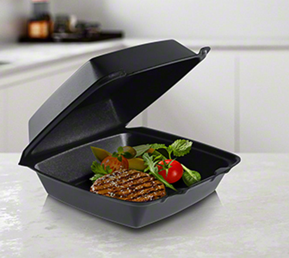 Dart 9x9 BLACK Large Foam Hinged Container 200/CS
