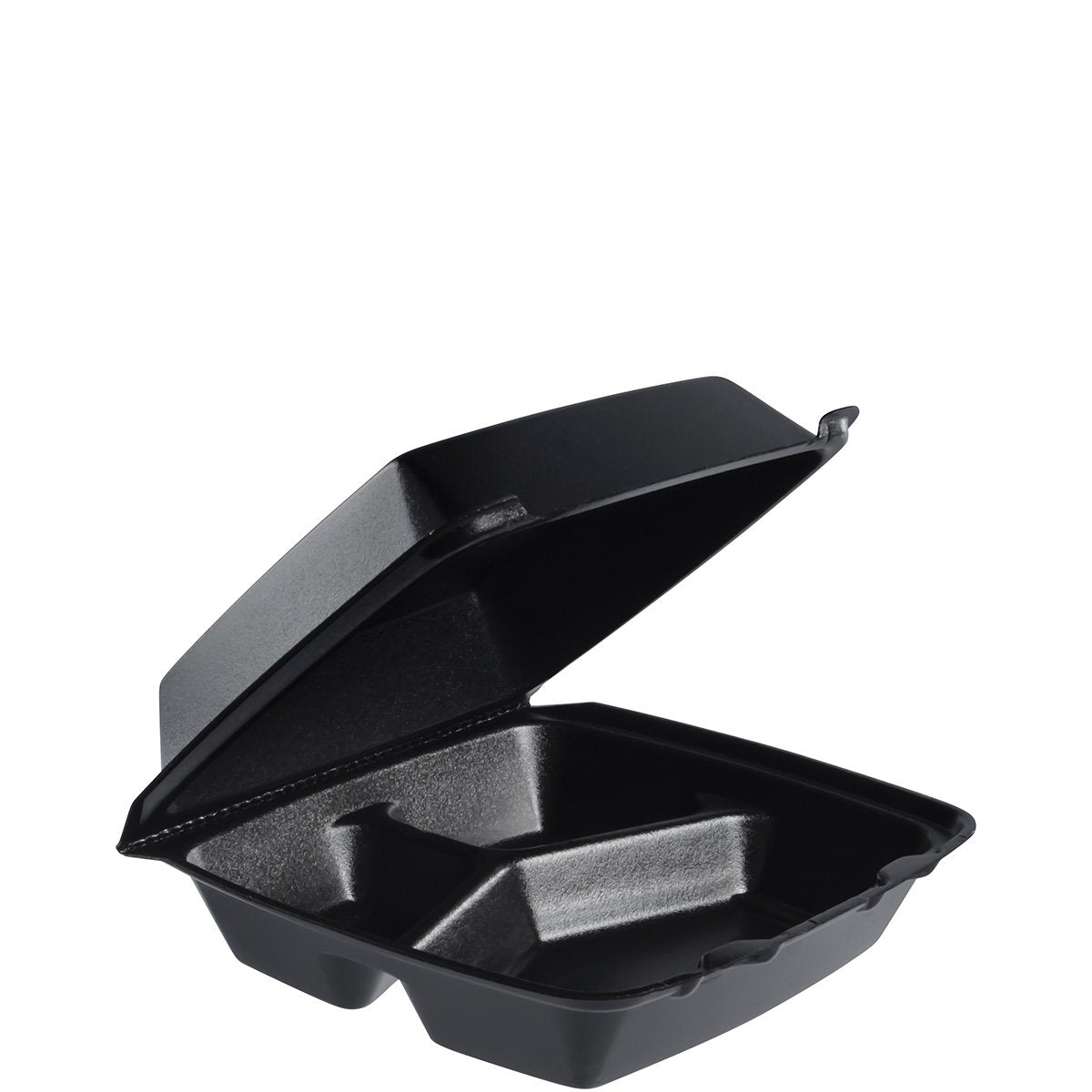 Dart 8x8 BLACK Medium Foam Hinged Container 3-Compartment 200/CS