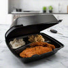 Dart 8x8 BLACK Medium Foam Hinged Container 3-Compartment 200/CS