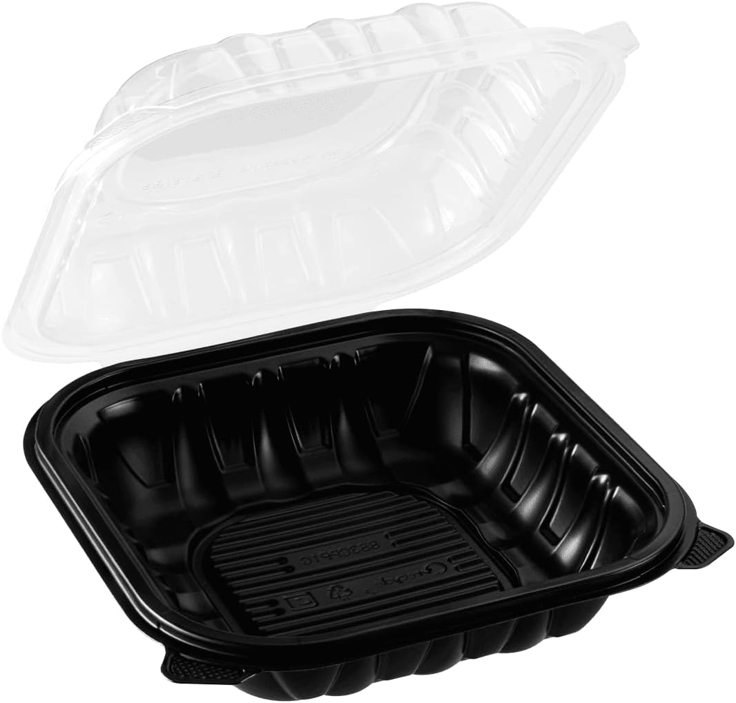 Karat 8"x8" Premium PP Hinged Container, Take Out Food Containers - 150/Case