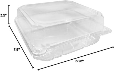 Karat 8"x8" Clear PET Hinged Food Containers - 250/CASE