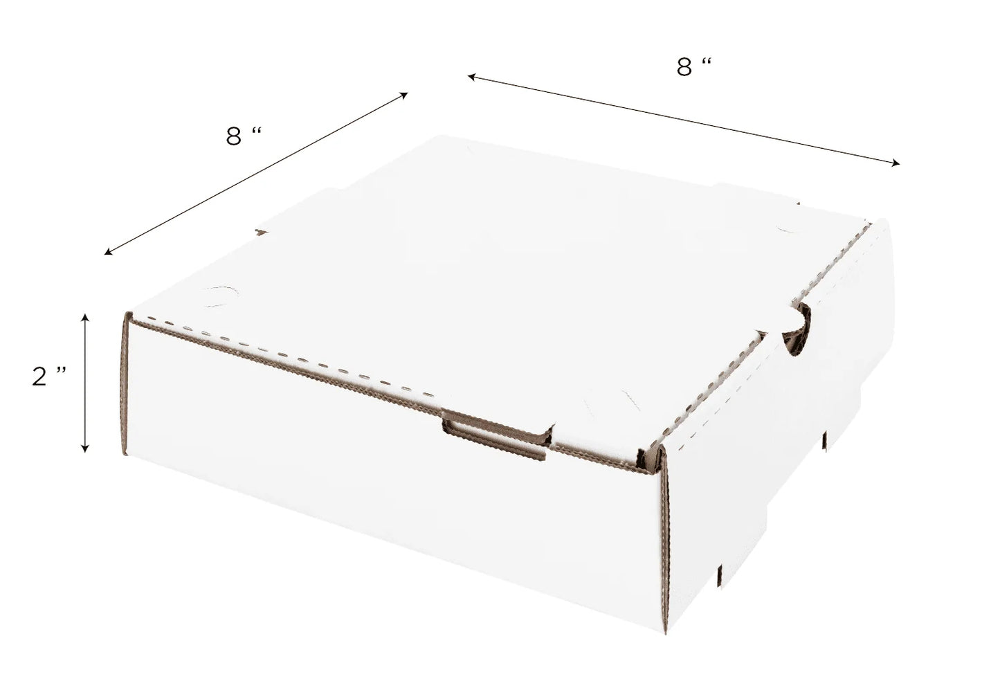 8"x8"x2" WHITE Corrugated Pizza Box - 50/CASE