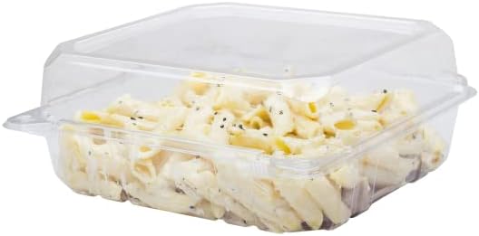 Karat 8"x8" Clear PET Hinged Food Containers - 250/CASE