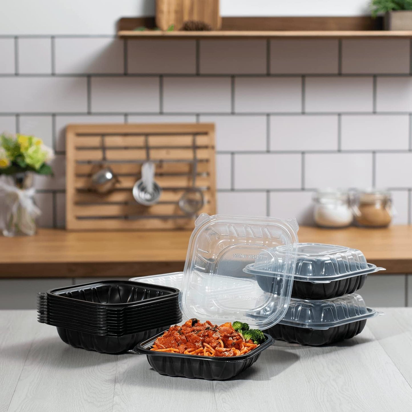 Karat 8"x8" Premium PP Hinged Container, Take Out Food Containers - 150/Case