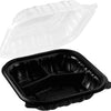 Karat 8"x8" (3-Compartments) Premium PP Hinged Container, Take Out Food Containers - 150/Case