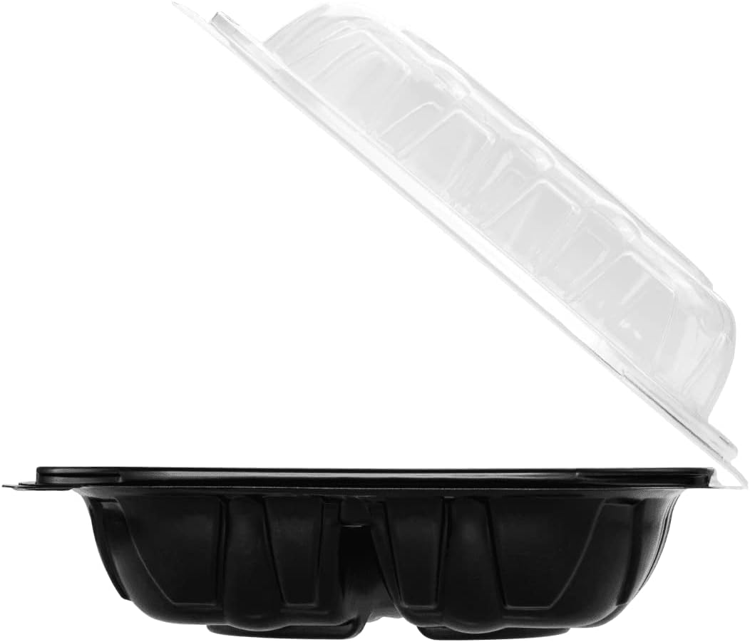 Karat 8"x8" (3-Compartments) Premium PP Hinged Container, Take Out Food Containers - 150/Case